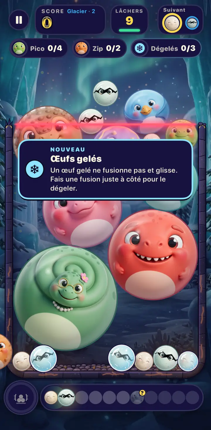 Une partie sur le Glacier, avec des œufs pris dans la glace.
