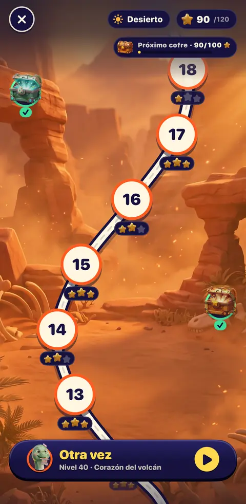 Captura del juego: el mapa de la Aventura en el Glaciar, nivel 21
