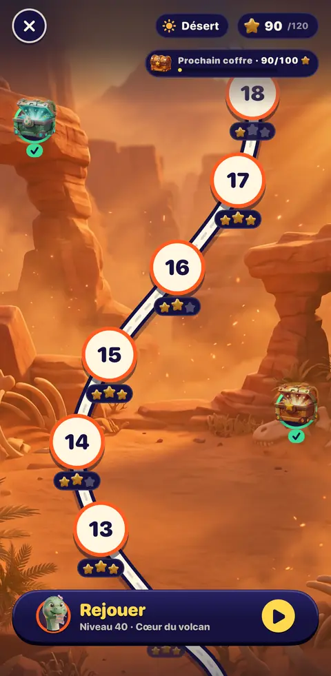 Capture du jeu : la carte de l'Aventure au Glacier, niveau 21