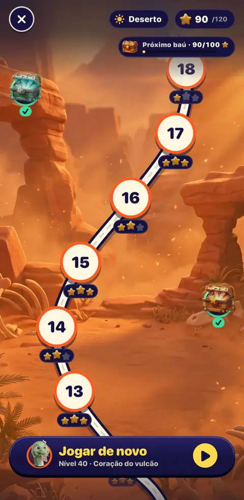 Captura do jogo: o mapa da Aventura no Glaciar, nível 21